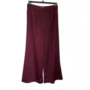 H by Halston Polished Satin  Wide Leg Pant sz S